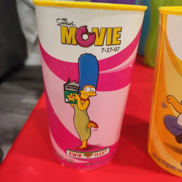 Simpsons Movie Kwik-Mart Slurpee plastic cups Homer Maggie Bart - Picture 4 of 5